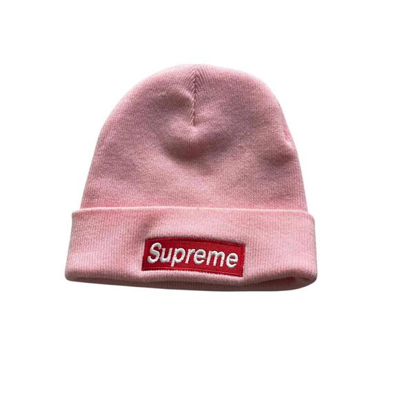 Light Pink and Red embroidered Supreme Beanie - Picture 1 of 3